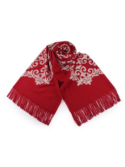 Šála-pléd KERBO Šátek-šála s třásněmi a výšivkou 0939-2 70x185 (velikost U)