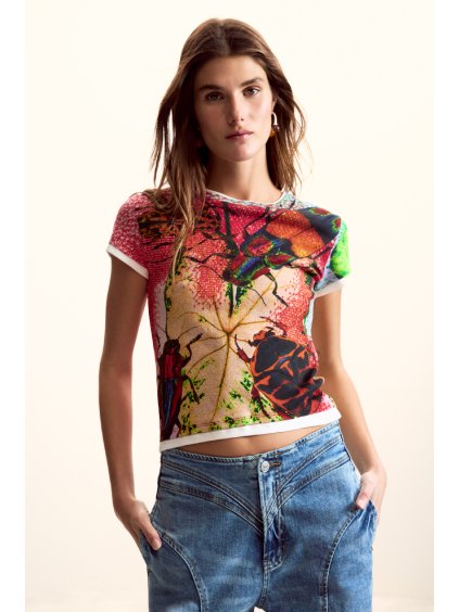 Dámské triko DESIGUAL 26SWTK27 9019 TS BUGS LACROIX (velikost L)