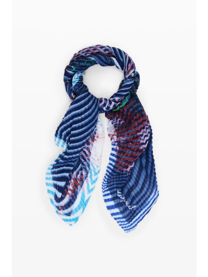 Dámský šátek DESIGUAL 26SAWA07 5029 FOU BLUESTRIP (velikost U)