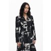 Dámské sako DESIGUAL 25WWEW20 2006 BLAZER NEWSPAPER BLACK (velikost L)