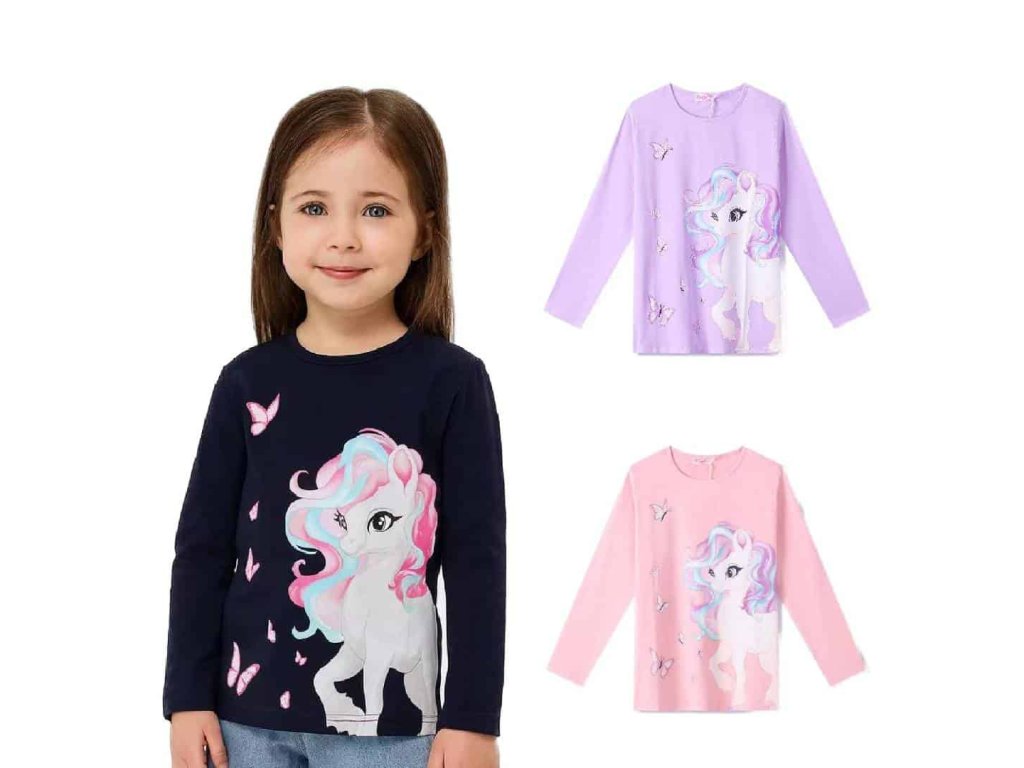 DÍVČÍ TRIČKO S KONÍKEM A DLOUHÝM RUKÁVEM VELIKOST 98-128