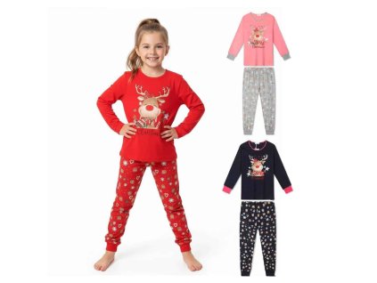 DÍVČÍ VÁNOČNÍ PYŽAMO SE SOBEM, velikost 134 - 164
