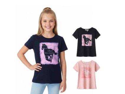 DÍVČÍ TRIČKO S KONĚM, velikost 134 - 164