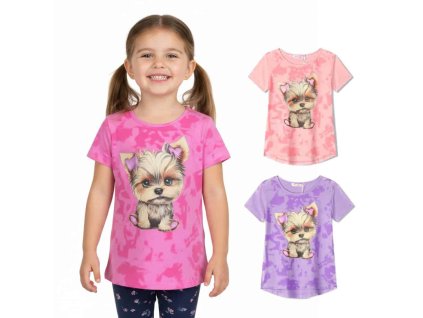 DÍVČÍ TRIČKO S PEJSKEM YORKSHIRE, velikost 98 - 128