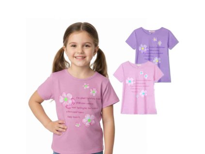 DÍVČÍ TRIČKO S KYTIČKAMI BAVLNĚNÉ