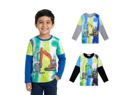 DĚTSKÉ TRIČKO S BAGREM A DLOUHÝM RUKÁVEM