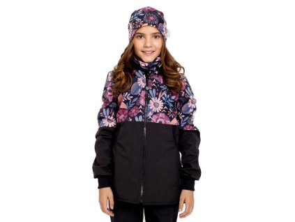 DÍVČÍ SOFTSHEL KABÁT UNUO KOUZELNÉ KVĚTINY S FLEECEM