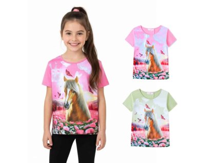 DÍVČÍ TRIČKO S KONĚM KRÁTKÝ RUKÁV