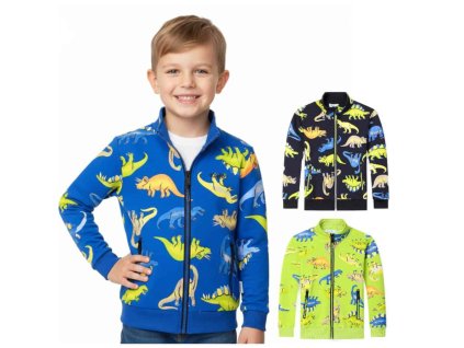 CHLAPECKÁ MIKINA S DINOSAURY BAVLNĚNÁ