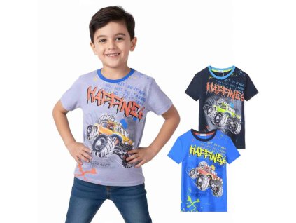 CHLAPECKÉ TRIČKO S AUTEM A KRÁTKÝM RUKÁVEM BAVLNA