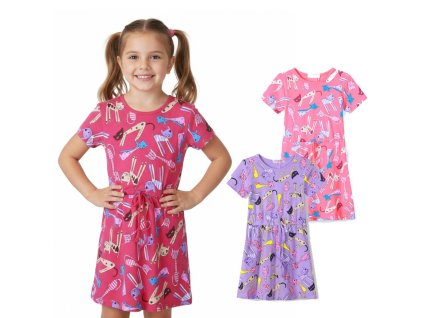 DÍVČÍ ŠATY S KOČKAMI BAVLNĚNÉ