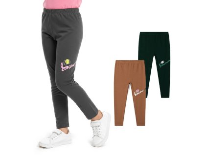 DÍVČÍ LEGÍNY BAVLNĚNÉ PRUŽNÉ SMAJLÍK