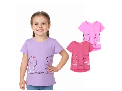 DÍVČÍ TRIČKO S KOČKOU A KRÁTKÝM RUKÁVEM