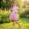 DÍVČÍ LETNÍ ŠATY S MOTÝLEM BAVLNÉNÉ