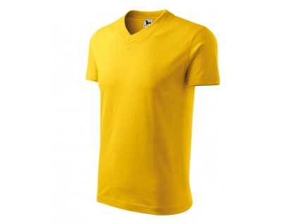 V-neck tričko unisex žlutá