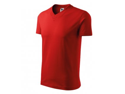 V-neck tričko unisex červená