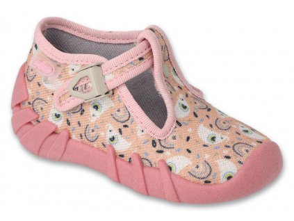 110N491 18 - dívčí bačkorky Befado růžové, duha