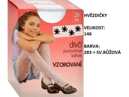 Dívčí punčochové kalhoty EVONA MIKI HVĚZDY (Velikost 146/84 SV.RŮŽ.)