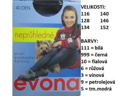 Dívčí neprůhledné punčochové kalhoty EVONA TERKA (Velikost 128 BÍLÁ (111))