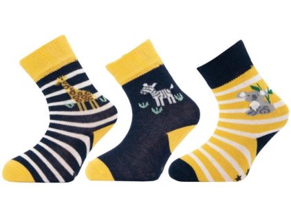 Dětské ponožky s ABS ŽIRAFA, ZEBRA, KOALA NOVIA 1518 | balení 3 párů (Velikost 12-13 (18-20))