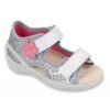 065P139 20 - SUNNY dívčí sandálky stříbrné,kytičky