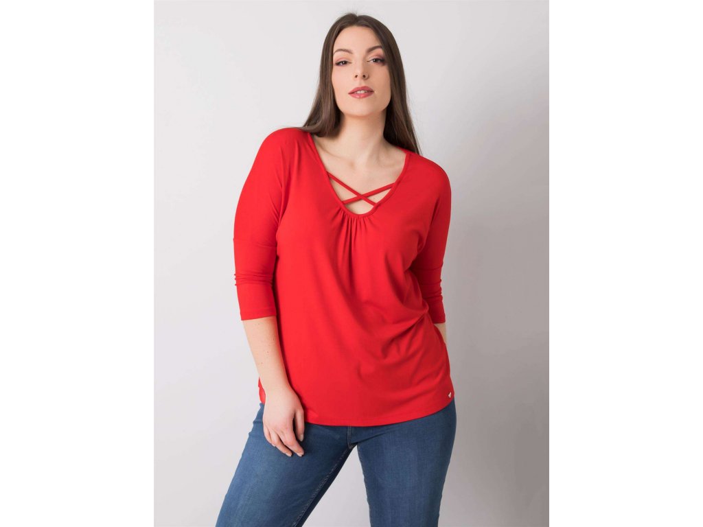 pol pl Czerwona bluzka plus size z wiskozy Mariel 361504 1