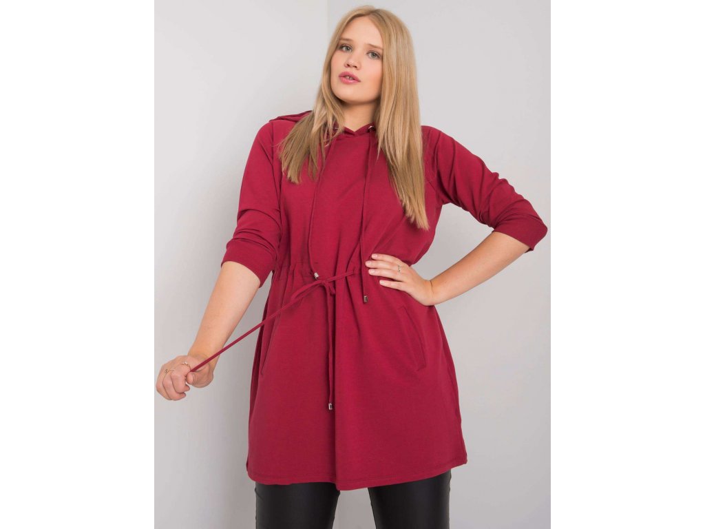 pol pl Bordowa bluza plus size z kapturem Norina 378204 5