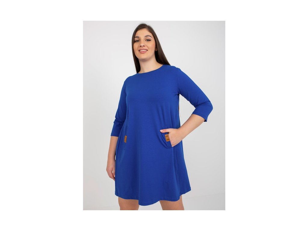 pol pm Hurt Kobaltowa mini sukienka plus size z kieszeniami Dalenne 397223 1 (1)