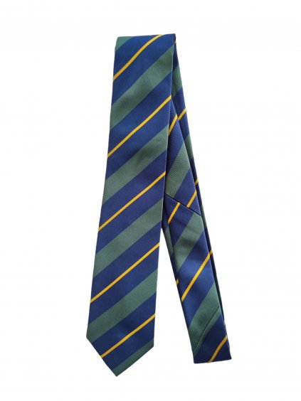 Modro zelená pánská kravata se žlutými proužky