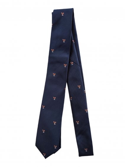 Modrá pánská kravata se psím vzorem