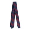 Tmavě modrá pánská kravata s bordó pruhy