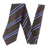 Žíhaná hnědá pánská kravata s modrými pruhy