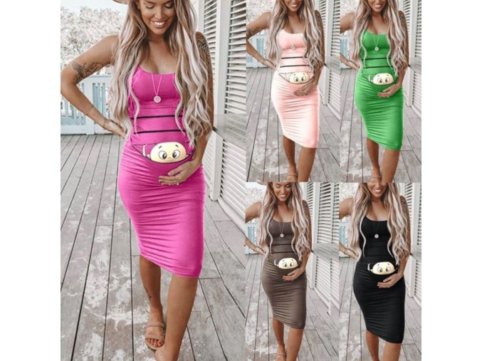 Krásné těhotenské šaty s miminkem na bříšku - více barev