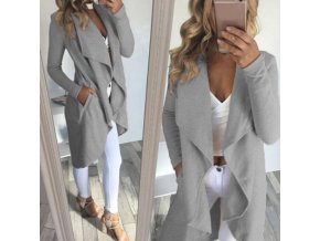 Fashion womens casual lapel collar Windbreaker overcoat Duster OL Ladies Long Sleeve straight type Coat Jacket