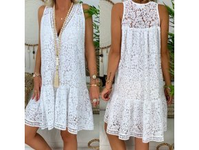 Letní bílé krajkové šaty - až 3XL