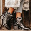 Podzimní kotníkové boty na podpatku v kovbojském stylu