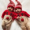 Dětské vánoční pyžamko s čepičkou - overal + čepička