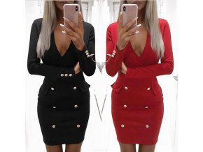 Dámske bodycon šaty so zlatými gombíkmi