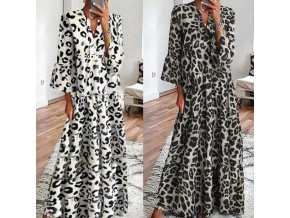 Maxi šaty s leopardím vzorom a dlhým rukávom