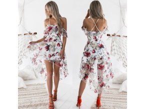 Luxusné šaty na ramienka s potlačou kvetín