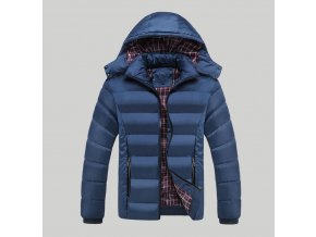 Pánská modrá zimní bunda s kapucí (Velikost XXL)
