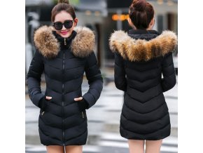 Dámska zimná dlhá bunda / kabát s kožušinou
