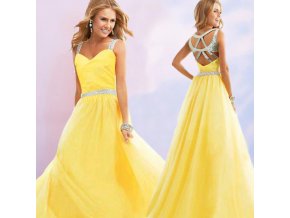 Kanárikovo žlté plesové tanečné šaty