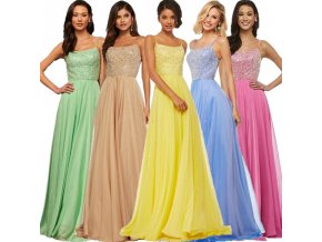 Dámske plesové šaty s šifónovou sukňou - 5 farieb