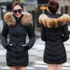 Dámska zimná dlhá bunda / kabát s kožušinou