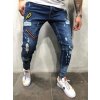 Pánske štýlové trhané džínsy s nášivkami - 2 farby