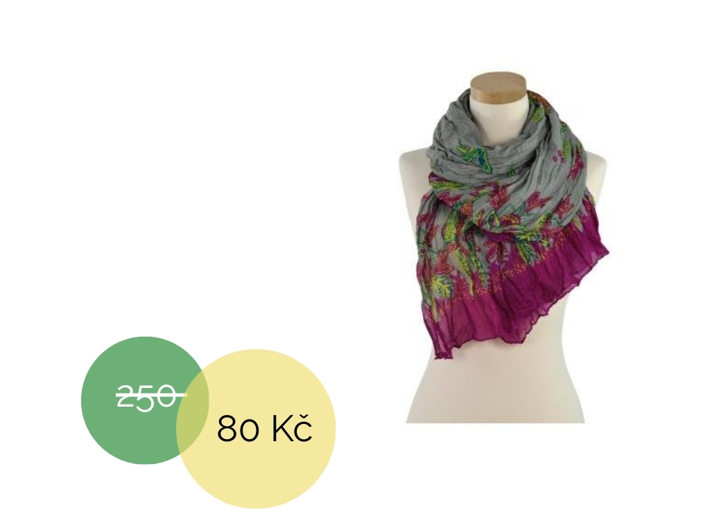 Šál listový fuchsia