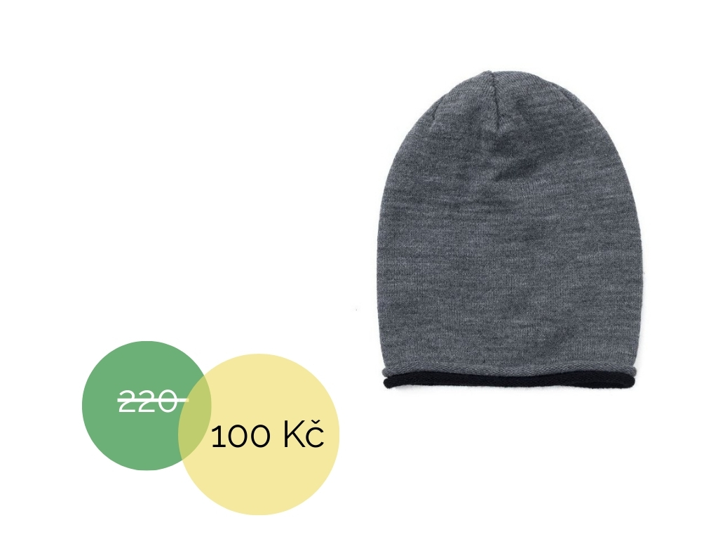 Čepice šedá černý lem