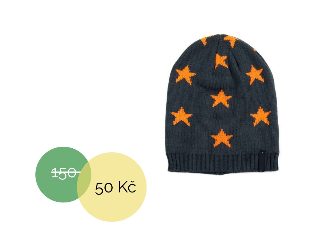 Čepice hvězdy šedá/oranžová