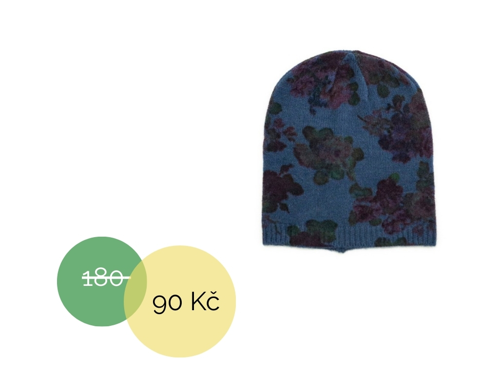 Čepice modrá květy
